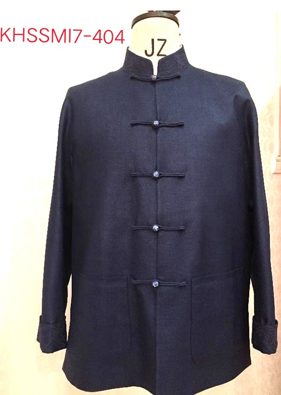 KHSSM17-404蓝色光泽面料假领可拆样衣
